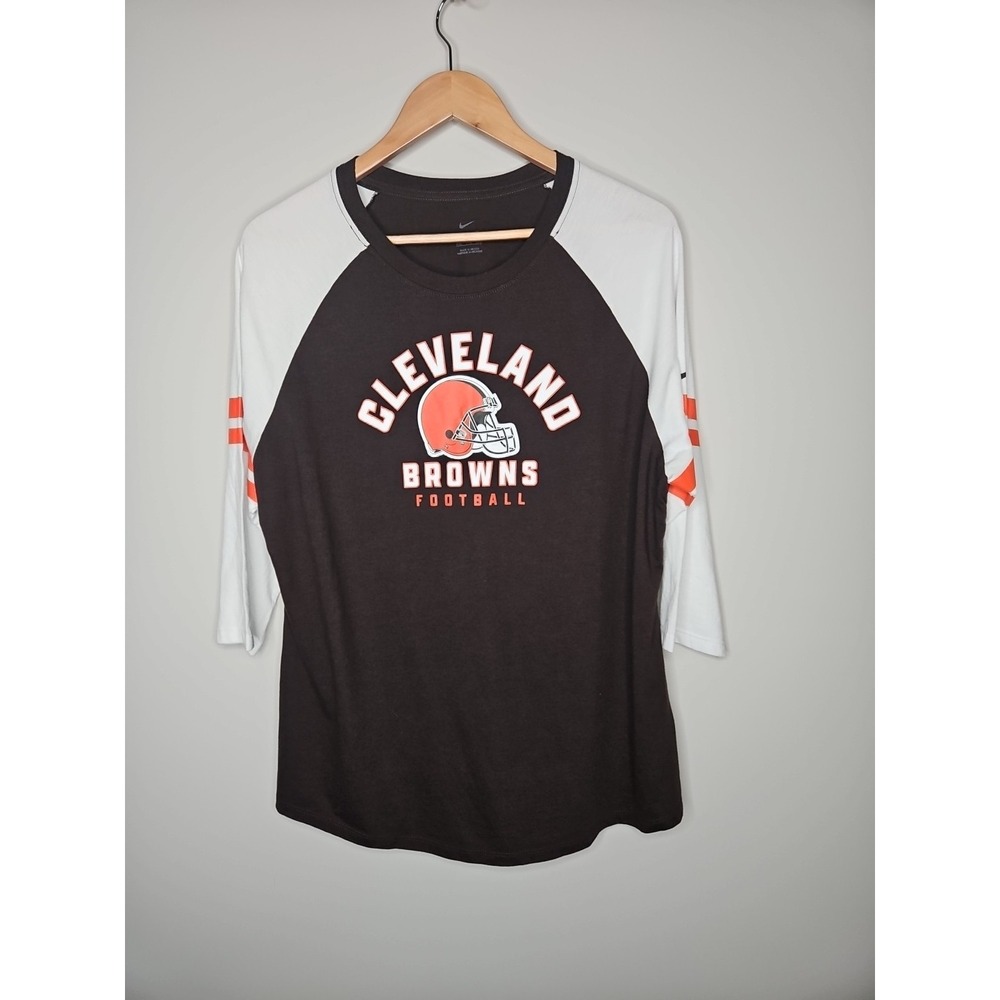 Nike Cleveland Browns Shirt Women XXL Football Raglan Tee Sporty NFL Dawg Pound